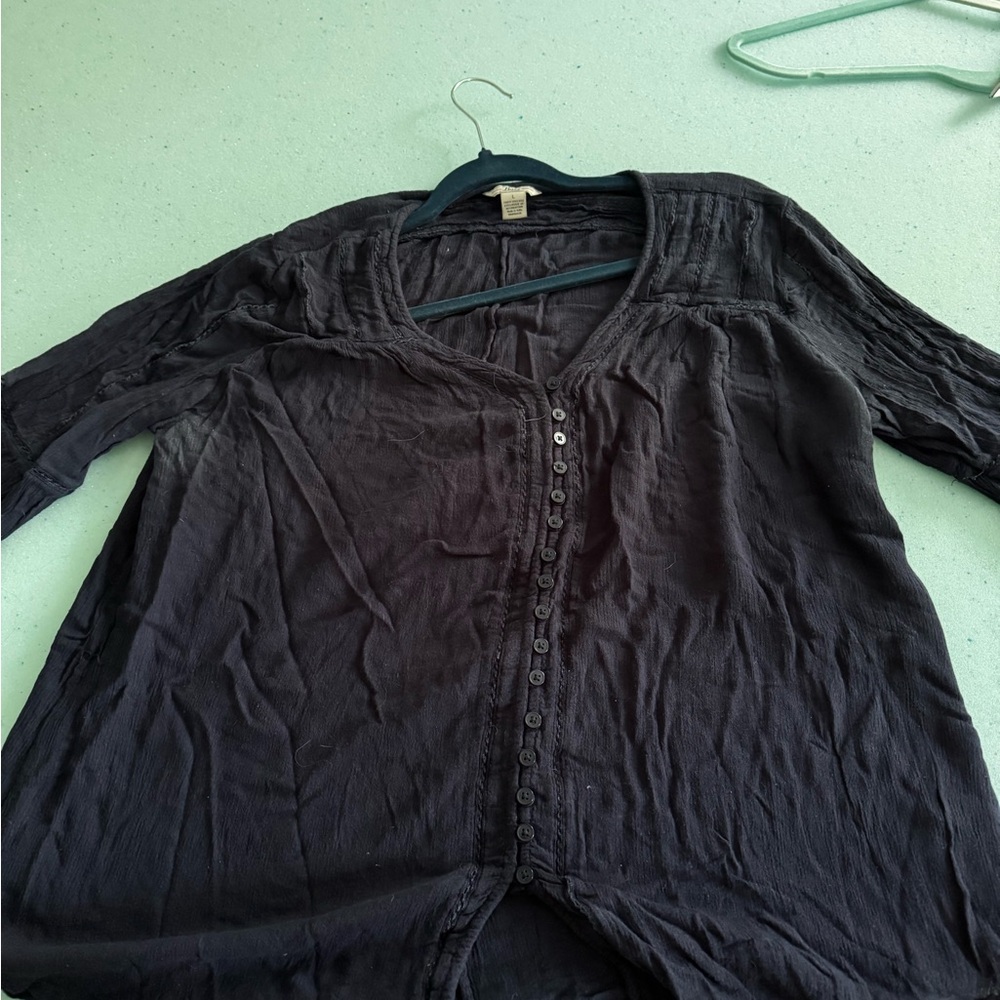 Classic Navy Button-Down Shirt for Women